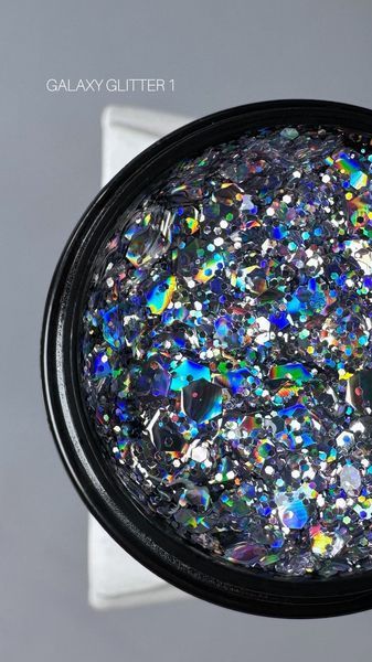 Гель для дизайну з глітером SAGA Professional Galaxy Glitter Gel #1, 8мл SG-GLTG-01 фото