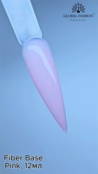 Базовое покрытие с нейлоном Global Fashion New Fiber Base Pink, 12 мл 19507 фото