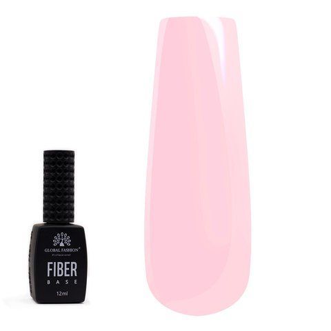 Базовое покрытие с нейлоном Global Fashion New Fiber Base Pink, 12 мл 19507 фото