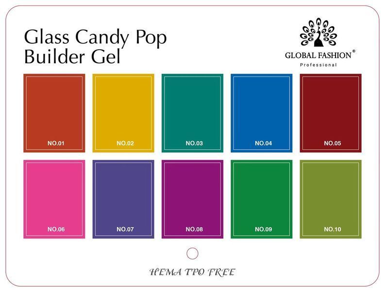 Гель для моделювання Global Fashion Glass Candy Pop #1, 15 г 26037 фото