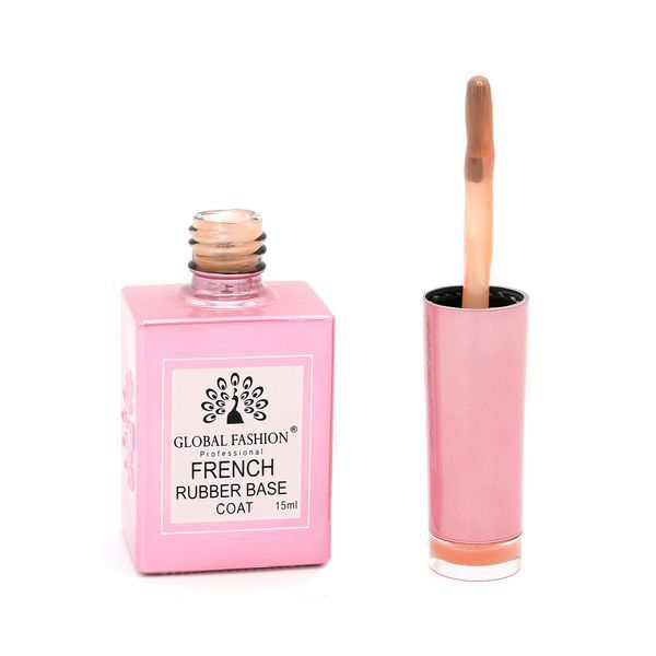 Каучукова база для гель-лаку френч Global Fashion Rubber Base Coat French, 15 мл 01 8095 фото