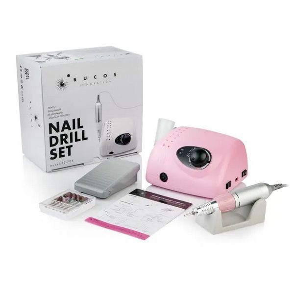 Фрезер для манікюру Bucos Nail Drill ZS-705 PINK 65 Ват 35 000 об (+6 фрез в подарунок) ZS-705-65-35-PINK фото