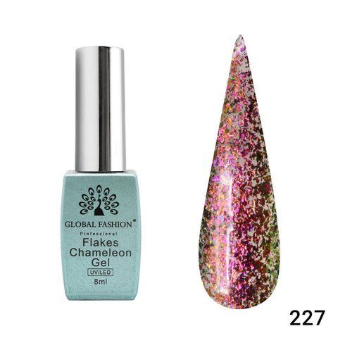 Гель-лак Global Fashion Flakes Chameleon 227, 8 мл 22874 фото