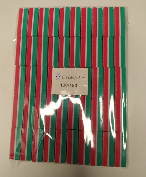 Баф Lilly Beaute 100/180, прямокутний, упаковка 50 шт, Червоний із зеленим LB-100/180-RG фото