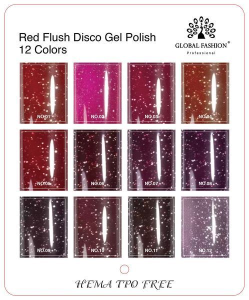 Гель-лак Global Fashion Red Flush Disco #10, 8 мл 26001 фото