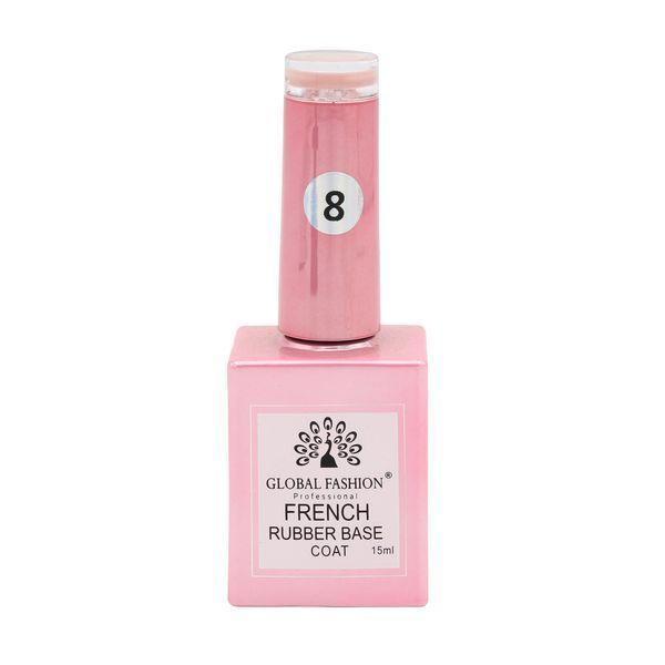 Каучукова база для гель-лаку френч Global Fashion Rubber Base Coat French, 15 мл 08 8102 фото