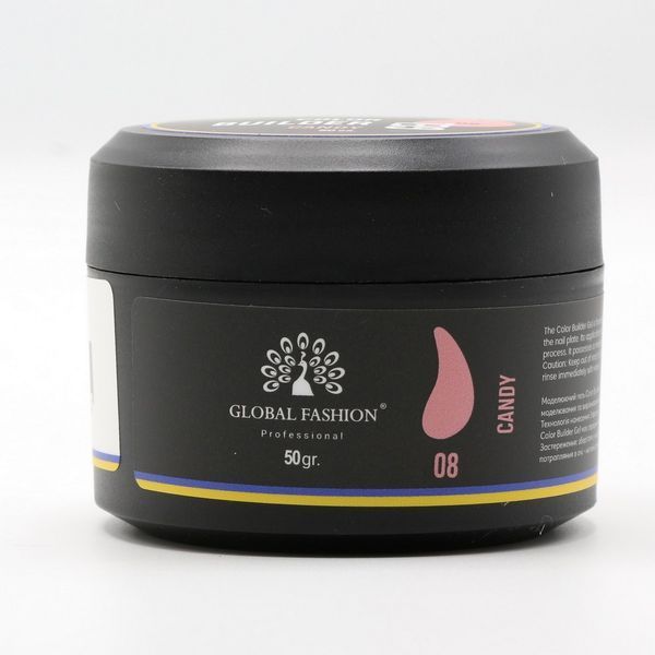 Гель для моделирования ногтей Global Fashion Color Builder Gel #08 Candy, 50 г 26245 фото