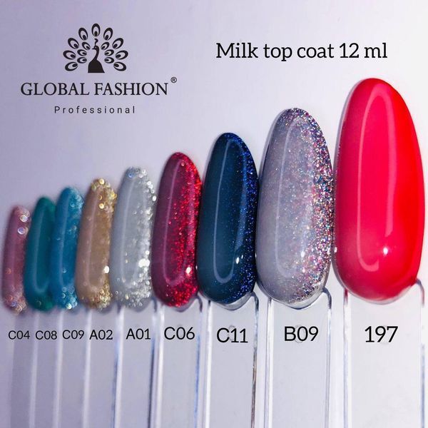 Молочний топ без липкого шару Global Fashion Milk Top Coat, 12 мл 14275 фото