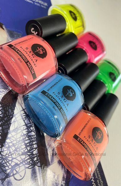 Неоновий лак для стемпінгу SAGA Professional Stamping paint Neon #6, 8 мл SAGA-STNEON-06 фото
