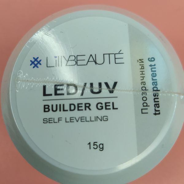 Гель для наращивания ногтей Lilly Beaute LED/UV Builder Gel Transparent 6, 15g LB-GEL-T6-15 фото