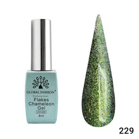 Гель-лак Global Fashion Flakes Chameleon 229, 8 мл 22876 фото