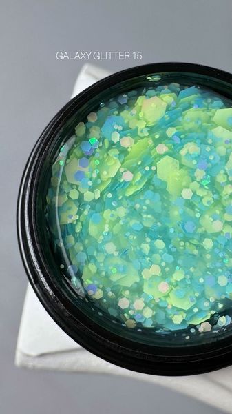 Гель для дизайну з глітером SAGA Professional Galaxy Glitter Gel #15, 8мл SG-GLTG-15 фото