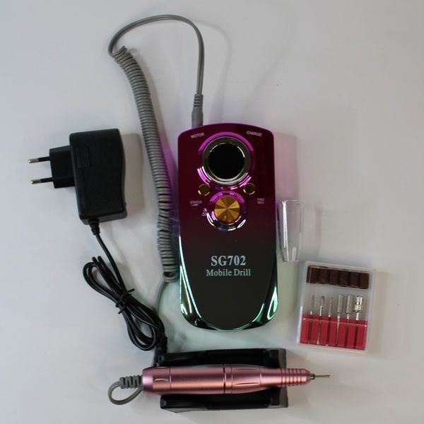 Аккумуляторный фрезер для маникюра SG-702, 36 Вт, 35&nbsp;000 об/мин, Хамелеон, бирюзово-лиловый SG-702-TL фото