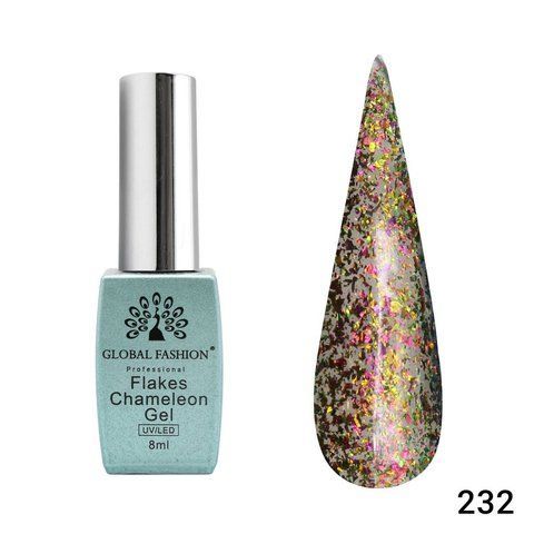 Гель-лак Global Fashion Flakes Chameleon 232, 8 мл 23426 фото