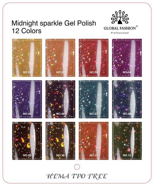 Гель-лак для ногтей Global Fashion Midnight Sparkle #03, 8 мл 26007 фото