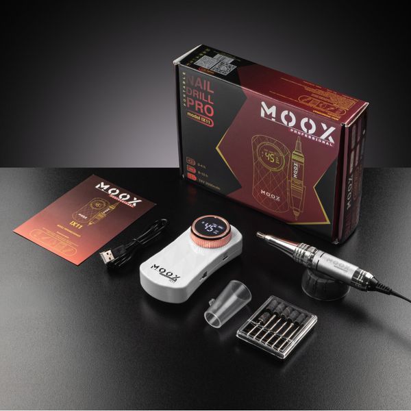 Аккумуляторный фрезер для маникюра и педикюра MOOX IX 11, 35 Вт, 45 000 об/мин, White MOOX IX11-W фото