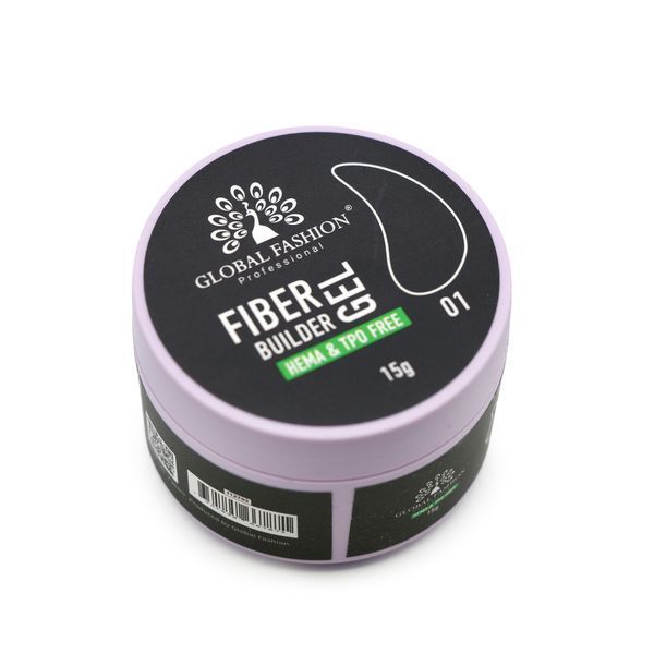 Гель для нарощування нігтів із волокнами Global Fashion Fiber Builder Gel #01, 15 г 26086 фото