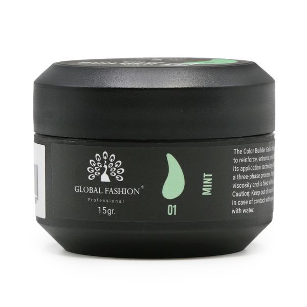 Гель для моделирования ногтей Global Fashion Color Builder Gel #01 Mint, 15 г 19777 фото