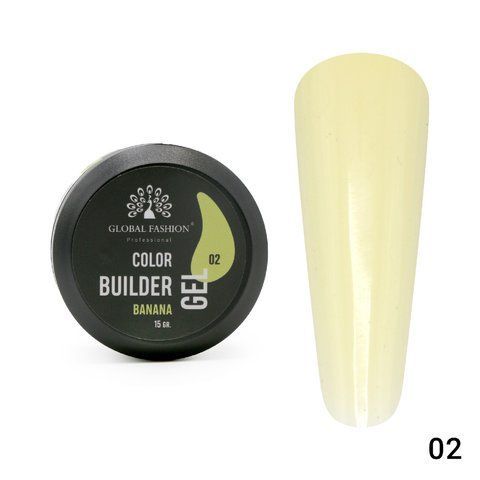 Гель для моделирования ногтей Global Fashion Color Builder Gel #02 Banana, 15 г 19778 фото
