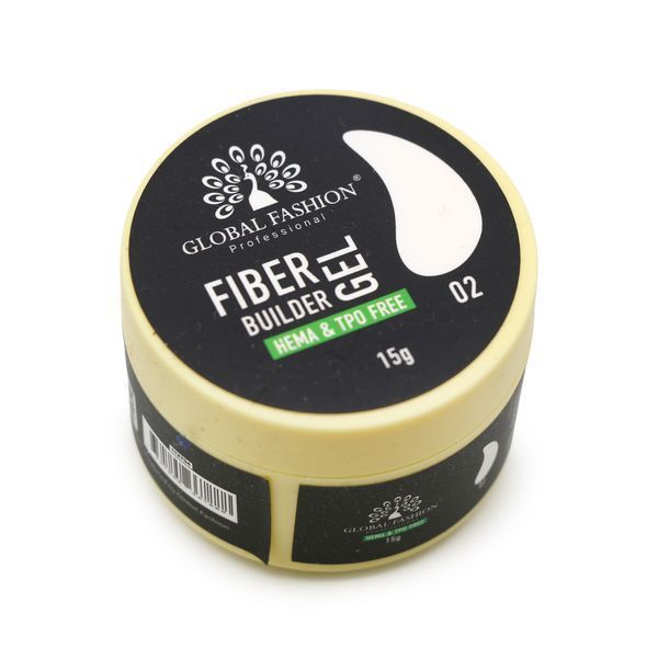 Гель для наращивания ногтей с волокнами Global Fashion Fiber Builder Gel #02, 15 г 26087 фото