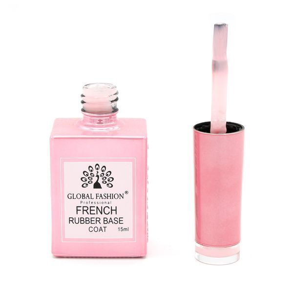 Каучукова база для гель-лаку френч Global Fashion Rubber Base Coat French, 15 мл 10 8104 фото