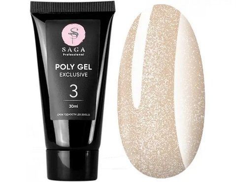 Полигель для наращивания ногтей SAGA PROFESSIONAL POLY GEL EXCLUSIVE #3, 30 мл SG-POLY-EX-03 фото