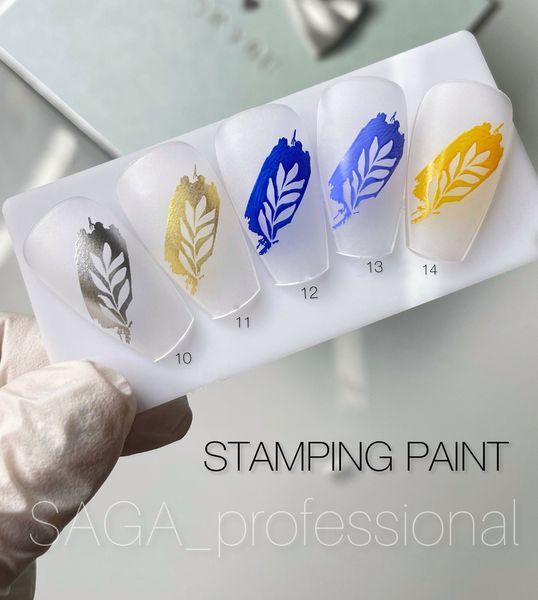 Лак для стемпінгу SAGA Professional Stamping paint, sticky, White, 8 мл SAGA-STPNT-SW фото