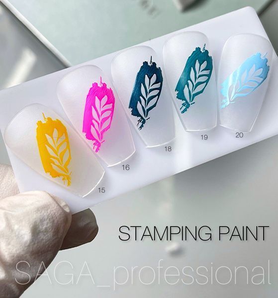 Лак для стемпінгу SAGA Professional Stamping paint, sticky, White, 8 мл SAGA-STPNT-SW фото