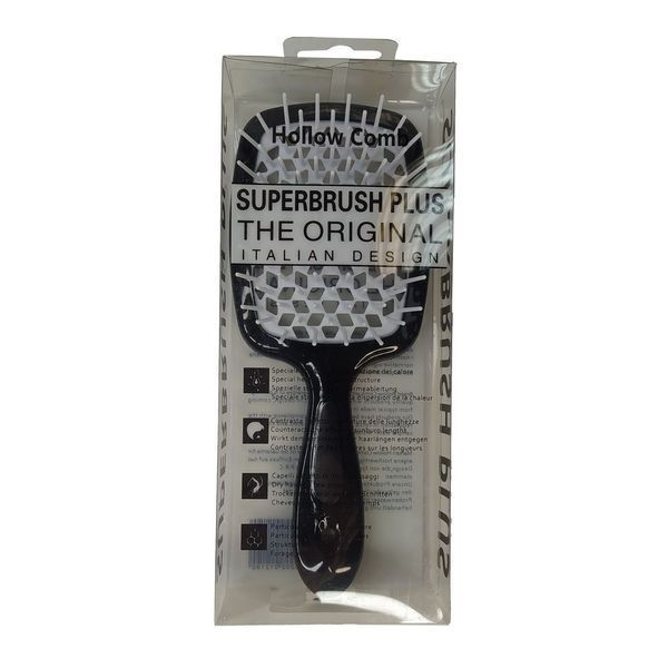 Гребінець HollowComb SUPERBRUSH PLUS, Чорний - Білий HC-BLK-W фото