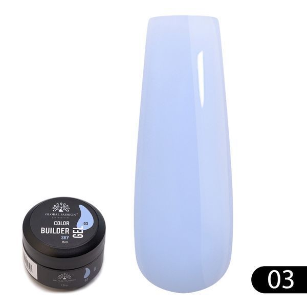 Гель для моделирования ногтей Global Fashion Color Builder Gel #03 Sky, 15 г 19779 фото