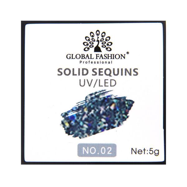 Гель-краска с глиттером Global Fashion Solid Sequins color gel 02, 5 г 15630 фото
