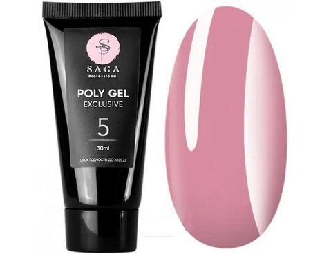 Полигель для наращивания ногтей SAGA PROFESSIONAL POLY GEL EXCLUSIVE #5, 30 мл SG-POLY-EX-05 фото