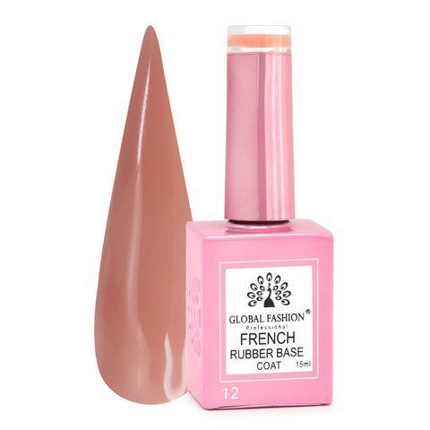 Каучуковая база для гель-лака френч Global Fashion Rubber Base Coat French, 15 мл 12 8106 фото