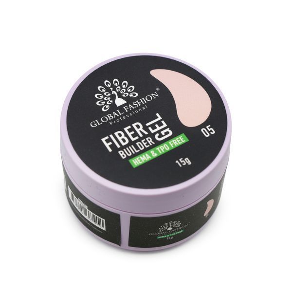 Гель для нарощування нігтів із волокнами Global Fashion Fiber Builder Gel #05, 15 г 26090 фото