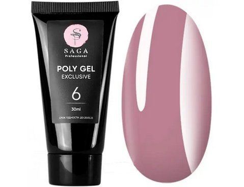Полигель для наращивания ногтей SAGA PROFESSIONAL POLY GEL EXCLUSIVE #6, 30 мл SG-POLY-EX-06 фото