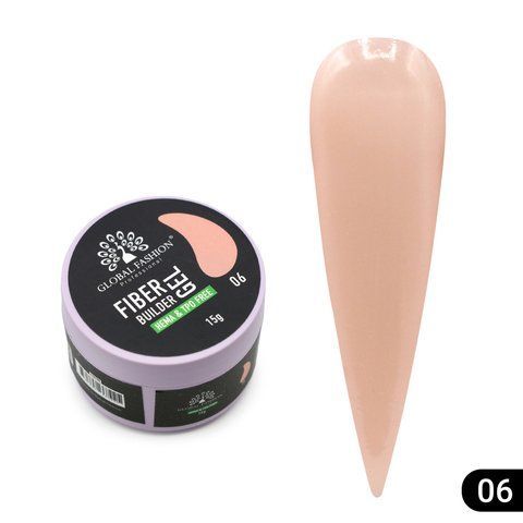 Гель для наращивания ногтей с волокнами Global Fashion Fiber Builder Gel #06, 15 г 26091 фото