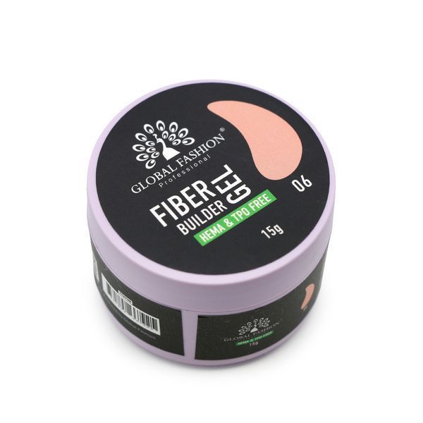 Гель для нарощування нігтів із волокнами Global Fashion Fiber Builder Gel #06, 15 г 26091 фото