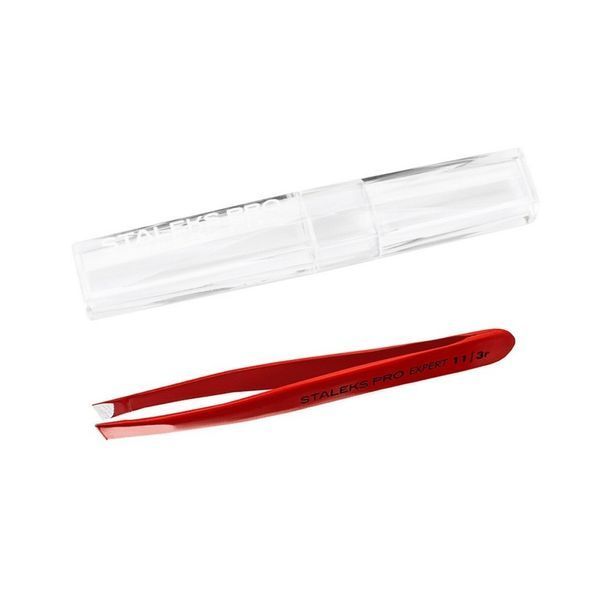 Пинцет для бровей STALEKS PRO EXPERT 11 TYPE 3 RED TE-11/3 TE-11/3r фото