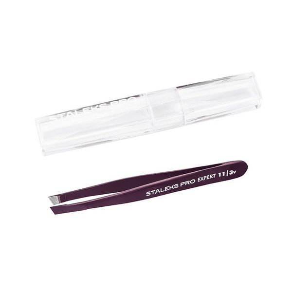 Пинцет для бровей STALEKS PRO EXPERT 11 TYPE 3 VIOLET TE-11/3 TE-11/3v фото
