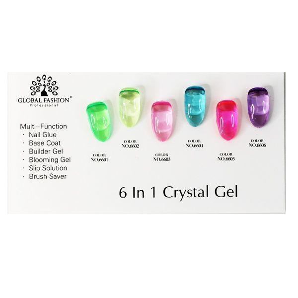 Гель для нарощування 6 in 1 Global Fashion Crystal Gel Jelly Colour #6601, 15 мл 23751 фото