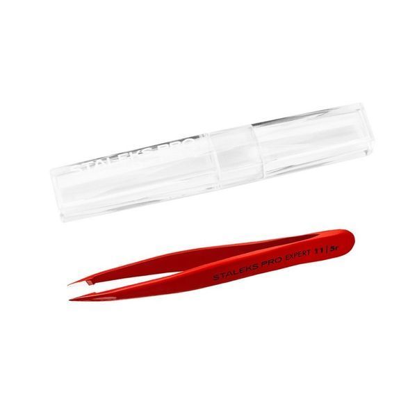 Пінцет для брів STALEKS PRO EXPERT 11 TYPE 5 RED TE-11/5 TE-11/5r фото