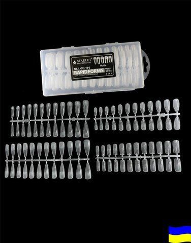 Типсы гелевые Starlet Professional Rapid Forms прозрачные матовые, Микс, 12 размеров, 240 шт SP-RF-MX240 фото