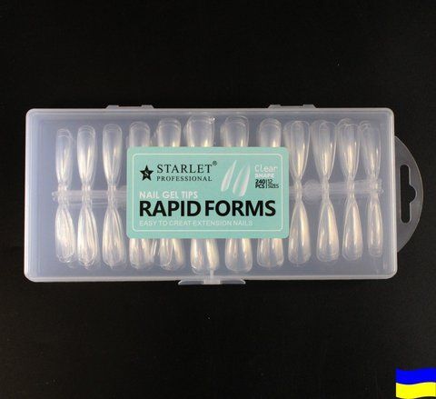 Типсы гелевые Starlet Professional Rapid Forms прозрачные, Стилет, 12 размеров, 240 шт SP-RF-ST240CL фото