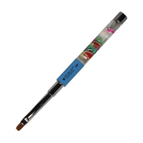 Кисть для геля Starlet Professional Nail Art Brushes с колпачком голубая #4 STB-NABL-04 фото