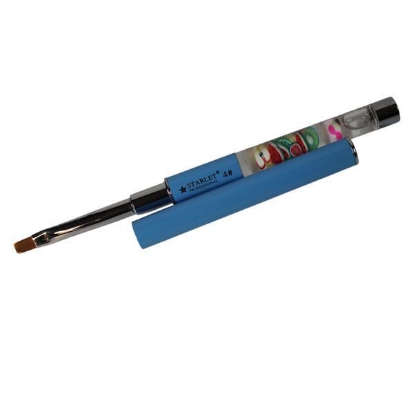Кисть для гелю Starlet Professional Nail Art Brushes з ковпачком блакитна #4 STB-NABL-04 фото