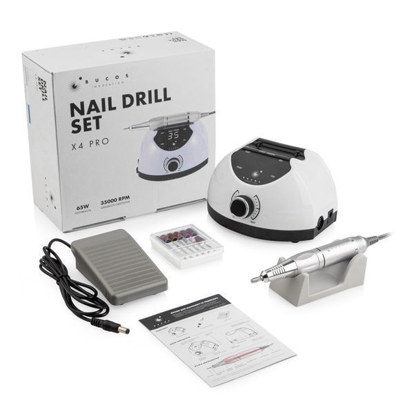 Фрезер для маникюра Bucos Nail Drill X4 PRO, 65 Вт, 35 000 об/мин, WHITE BUCOS-X4-W фото