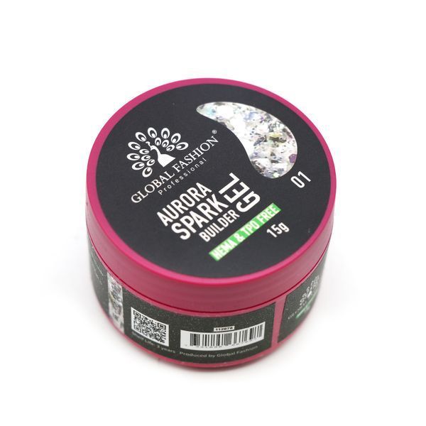 Гель для моделирования Global Fashion Aurora Spark Builder Gel, #01, 15 г 26827 фото