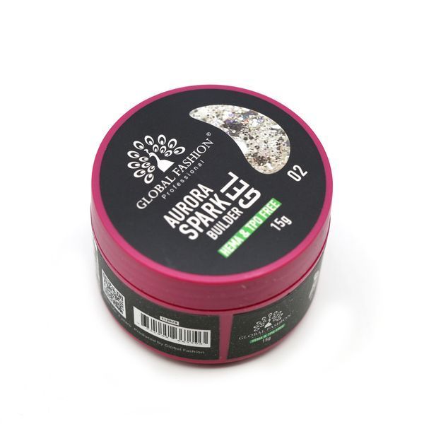 Гель для моделювання Global Fashion Aurora Spark Builder Gel, #02, 15 г 26828 фото