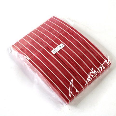 Пилочка-баф Global Fashion, довга 100/180, Червона, 10 шт/уп PBFD-100/180-R-PACK фото