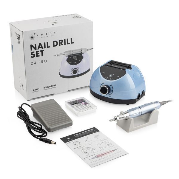 Фрезер для манікюру Bucos Nail Drill X4 PRO, 65 Вт, 35 000 об/хв, BLUE OCEAN BUCOS-X4-BO фото